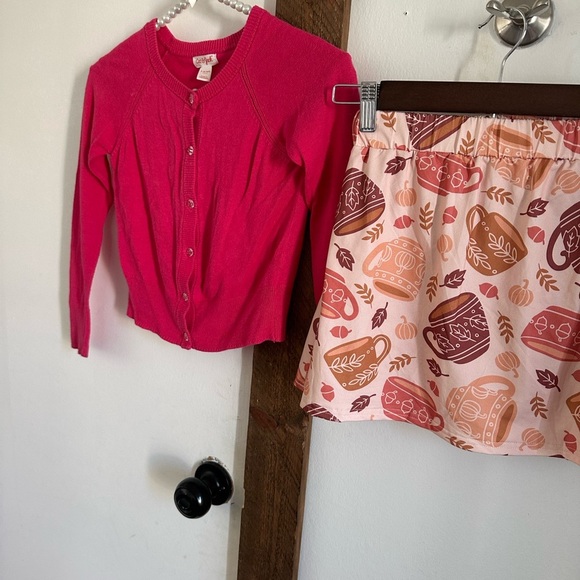 New Boutique Fall Skort + Matching Cat & Jack Button Down Cardigan Sweater - Picture 4 of 11
